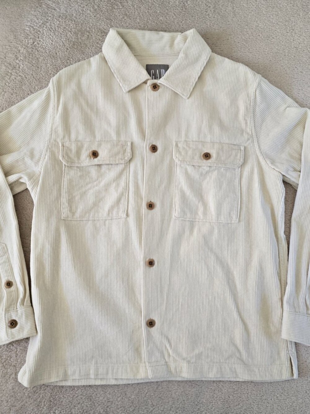 NWOT Cream Off White Corduroy Shirt Jacket, Gap, Mens Size Small